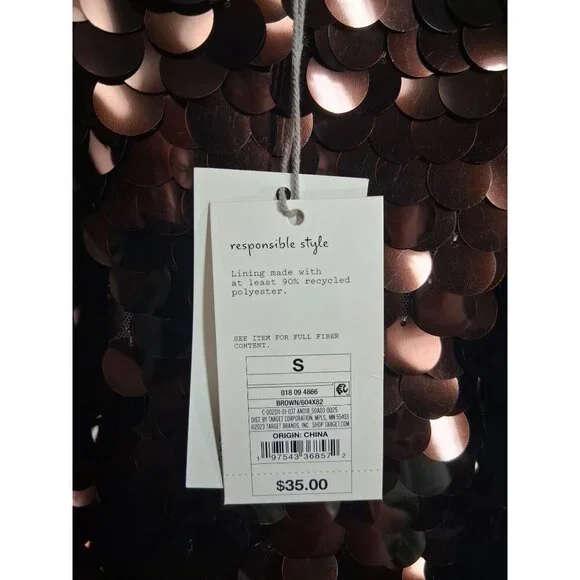 NWT A New Day Sequin Dress Party Clubwear Dance Brown Size Small - Picture 4 of 6